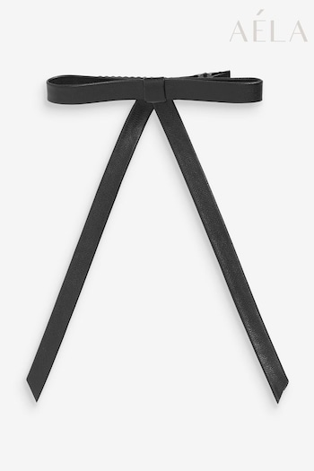 Aela Leather Look Skinny Black Hair Bow (B04963) | £8