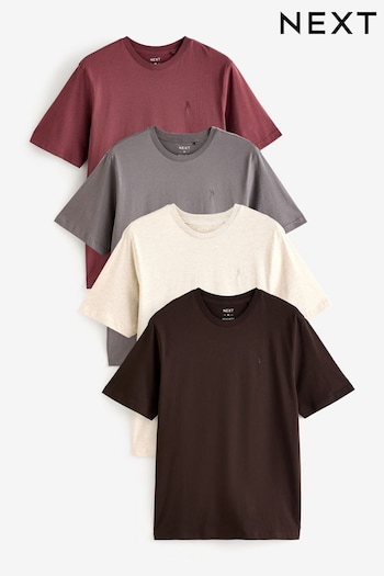 Brown/Cream/Rust/Neutral Regular Fit 100% Cotton T-Shirts 4 Pack (B05120) | £38