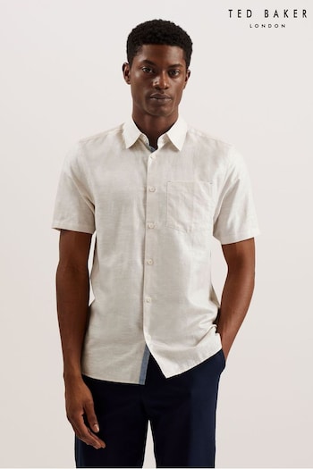Ted Baker Cream Palomas Short Sleeve Linen Shirt (B05138) | £85