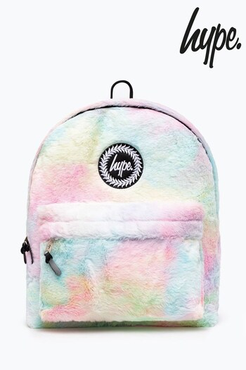 Hype. Pastel Rainbow Faux Fur Black Backpack (B05231) | £35
