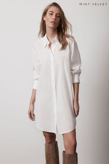Mint Velvet White Super Longline Shirt (B05241) | £89
