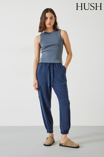 Hush Blue Washed Cargo Trousers (B05248) | £85