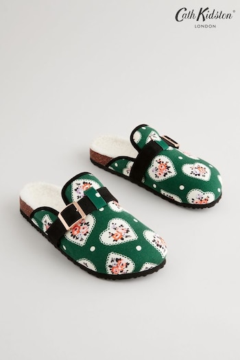 Cath Kidston Green Heart Mule Slippers (B05252) | £28