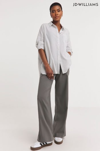JD Williams Grey Washed Stripe Cotton Long Sleeve Shirt (B05281) | £28
