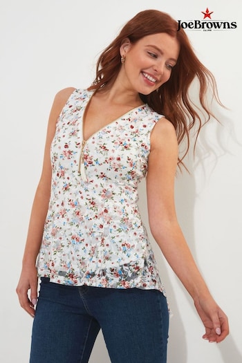 Joe Browns White Lace Overlay Zip Front Top (B05463) | £40