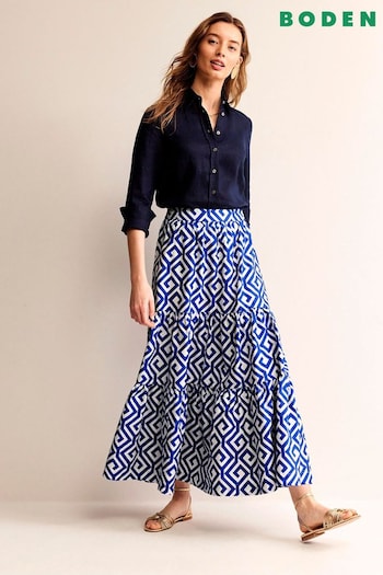 Boden Blue Lorna Tiered Maxi Skirt (B05509) | £98