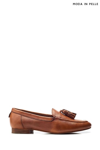 Moda in Pelle Ellmia Clean Brown Loafer With Tassle (B05648) | £89