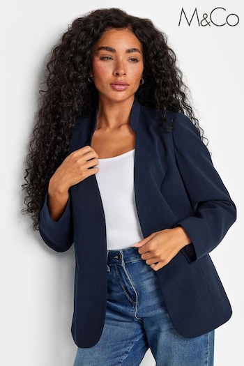 M&Co Blue Petite Collarless Fitted Blazer (B05656) | £55