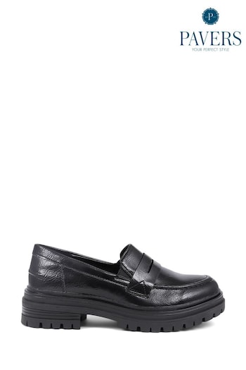 Pavers Chunky Black Loafers (B05685) | £35