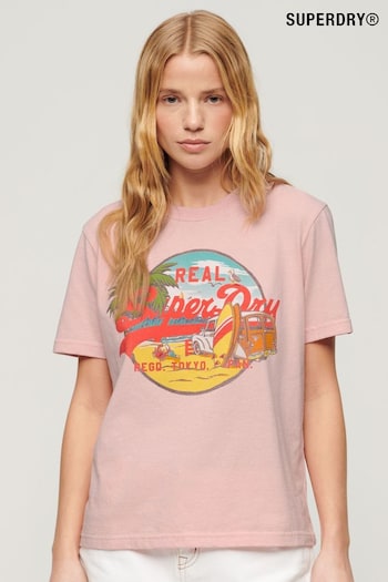 Superdry Pink LA Graphic Relaxed T-Shirt (B05704) | £27