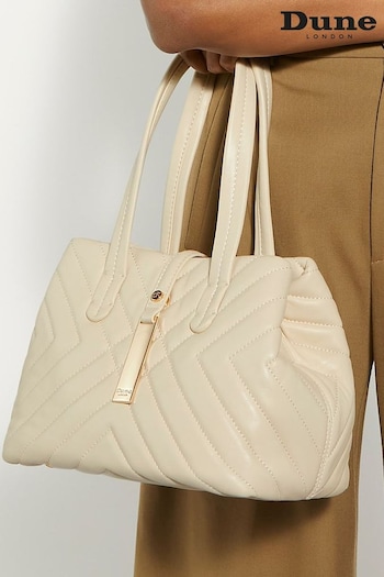 Dune London Cream Devonshire Medium Leather Quilted Bag (B05709) | £180