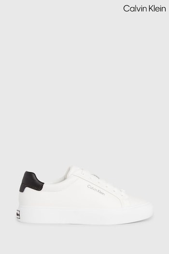 Calvin akrylu Klein Leather Lace-Up White Trainers (B05722) | £110