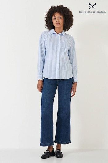 Crew Clothing Company Blue Stripe Rayon Relaxed Shirt (B05920) | £55
