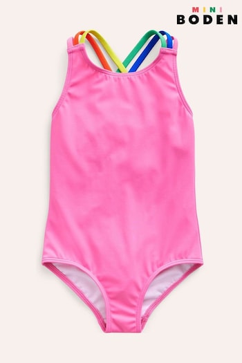 Boden Pink Rainbow Cross-Back Swimsuit (B06002) | £19 - £21