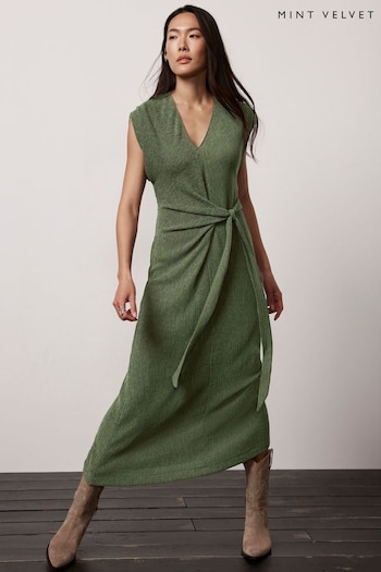 Mint Velvet Green Textured Midi Dress (B06010) | £99