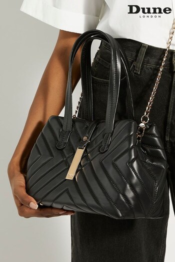 Dune London Black Devonshire Medium Leather Quilted Bag (B06022) | £180