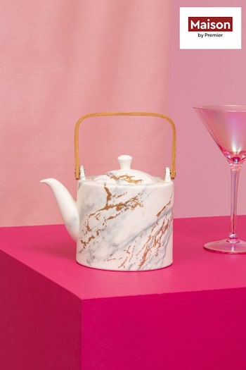 Maison by Premier White Marble Luxe Teapot (B06037) | £38