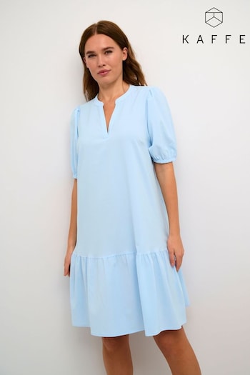 Kaffe Blue Edith Above Knee Length A-Line Cotton Dress (B06142) | £60