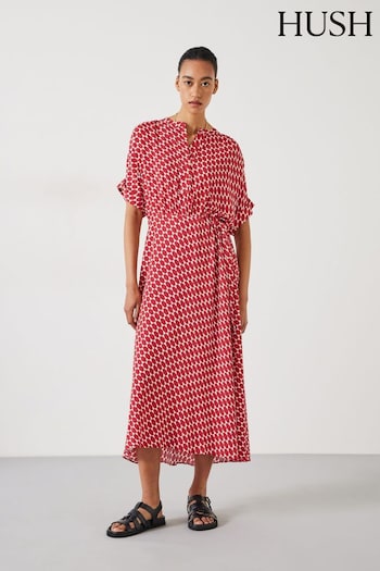 Hush Red Keisha Maxi Shirt Brand Dress (B06156) | £95