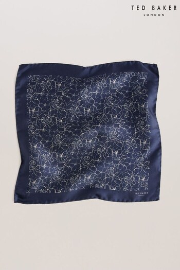 Ted Baker Blue Cavp Line Floral Silk Pocket Square Tie (B06166) | £30