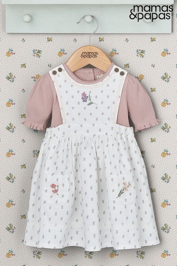Mamas & Papas x Laura Ashley Pink Floral Pinafore Dress And T-Shirt Set 2 Piece (B06168) | £35