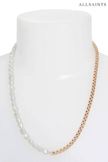 AllSaints Gold Tone Stone Chain Collar Necklace (B06174) | £69