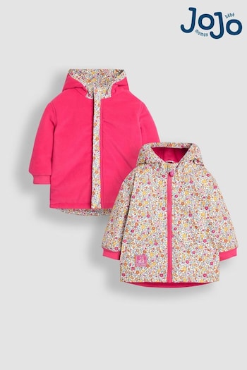 JoJo Maman Bébé Pink Floral Fleece Lined Jacket (B06346) | £39.50 - £43.50