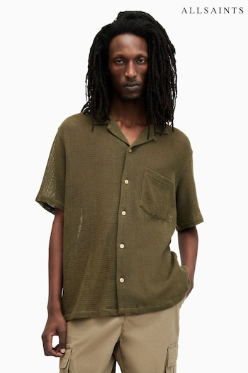 AllSaints Green Sortie Short Sleeve Shirt (B06392) | £119