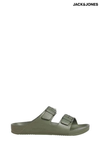 JACK & JONES Green Slip On Double Strap Sandals (B06443) | £18