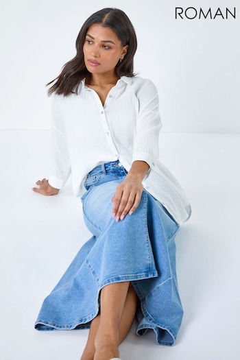 Roman Blue Cotton Blend Denim Maxi Skirt (B06529) | £35