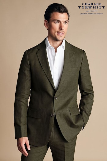 Charles Tyrwhitt Green Slim Fit Linen Jacket (B06616) | £250