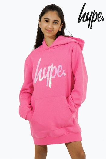 Hype. Girls Pink Leopard Hoodie Dress (B06661) | £50