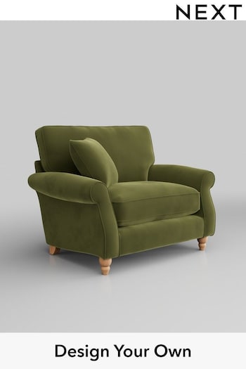 Plush Velvet Easy Clean/Mid Olive Green Ashford Relaxed Sit (B06689) | £0
