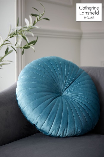 Catherine Lansfield Teal Round Cushion Soft Touch Cushion (B06765) | £12