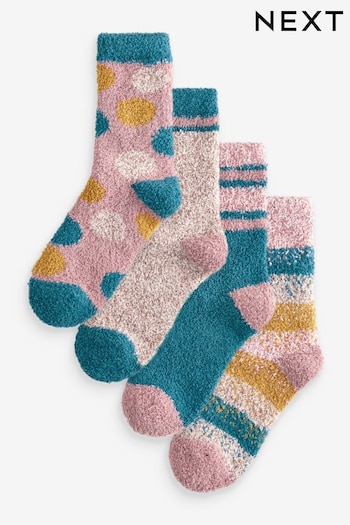 Blue/Pink/Ochre Cosy Socks 4 Pack (B06894) | £14