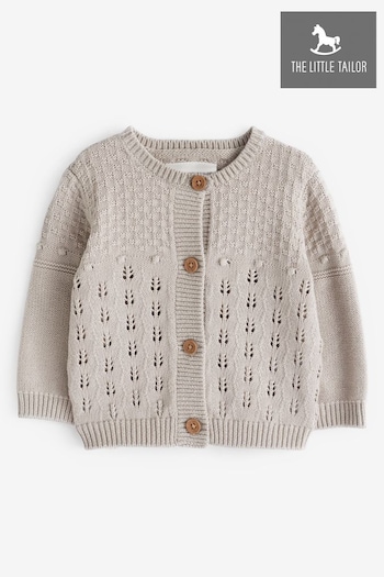 The Little Tailor Grey Cotton Pointelle Knitted Cardigan (B06896) | £26