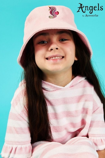 Angels By Accessorize Pink Seahorse Towelling Bucket Hat (B06899) | £11