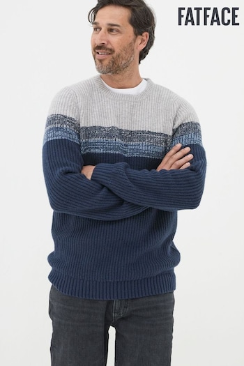 FatFace Hinton Navy Chest Stripe Crew Neck Jumper (B07001) | £55