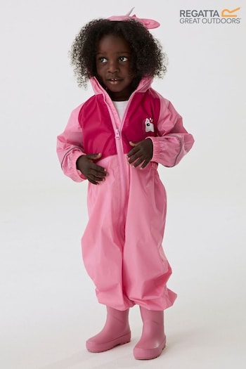 Regatta Pink Regatta Kids Charco Waterproof Puddlesuit (B07010) | £35