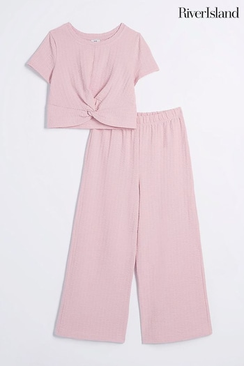 River Island Pink Kappa Wrap Top and Palazzo Trousers Set (B07052) | £25
