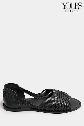 Black Gold Woven Leather Mules In Extra Wide EEE FIt (B07053) | £31