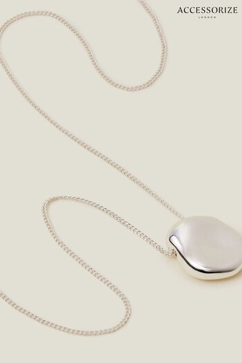 Accessorize Sterling Silver Plated Molten Pendant Necklace (B07191) | £16