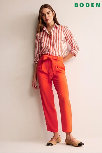 Boden Red Petite Tapered Tie Waist Trousers (B07239) | £85