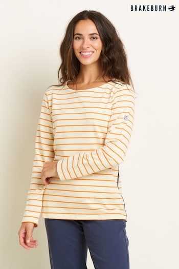 Brakeburn Orange/Cream Stripe Bella Crew Neck Sweatshirt (B07241) | £35