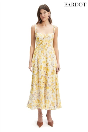 Bardot Yellow Lilah Corset Midi Dress Gcds (B07262) | £139