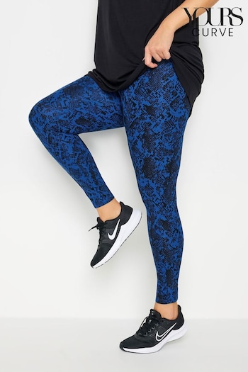 Yours Curve Blue YOURS ACTIVE Curve Black Abstract Print Leggings clothing (B07342) | £24