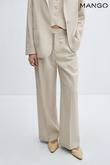 Mango Pleated Suit Brown Trousers (B07436) | £50