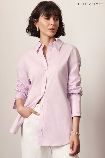 Mint Velvet Purple Lilac Cotton Sleeved Shirt (B07446) | £79