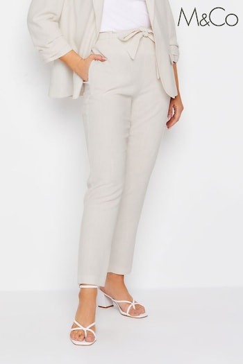 M&Co Cream Tie Waist Linen Trousers (B07698) | £37