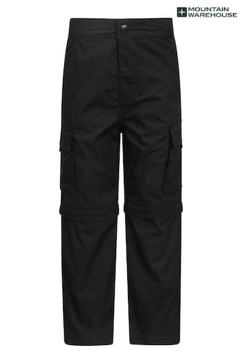 Mountain Warehouse Black Kids Active Convertible Trousers AA8 (B07738) | £26